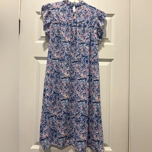 Simply Southern Tropical Leaf pink and blue Women's Dress Size: M - Picture 3 of 5